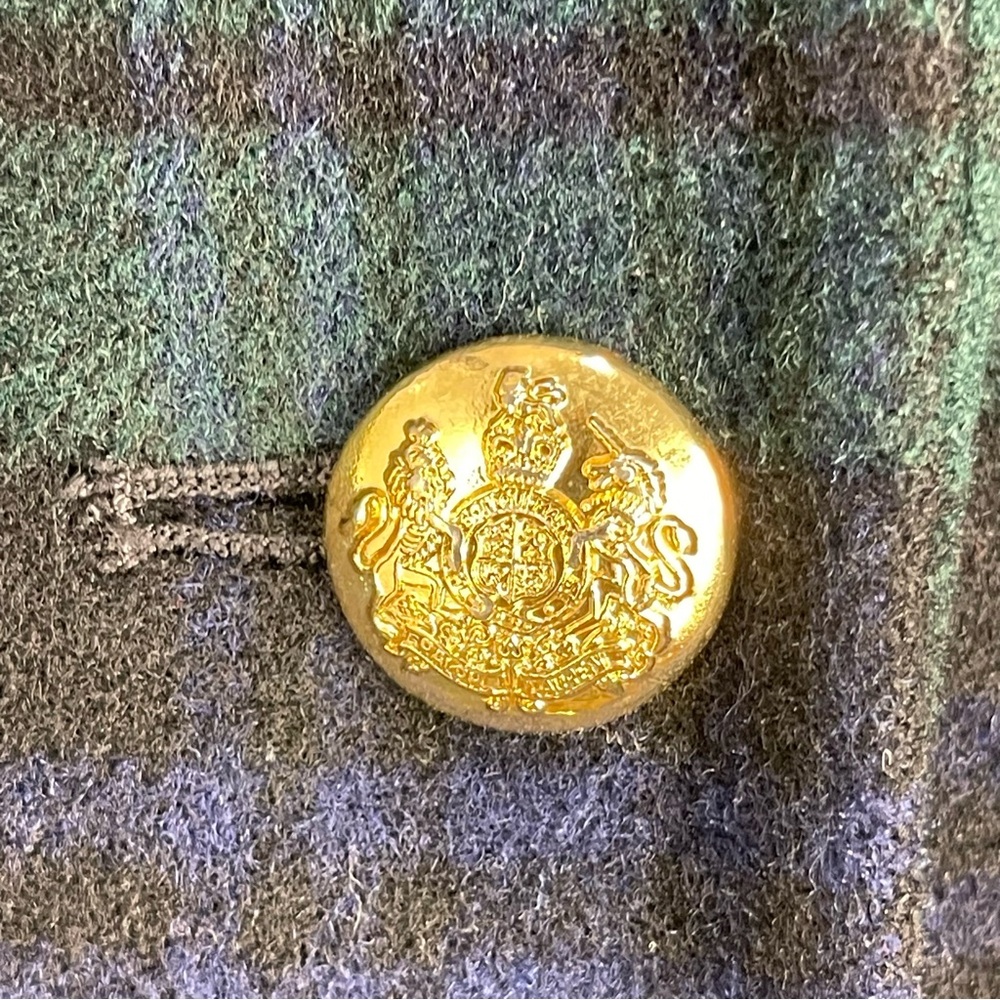 Lauren Ralph Lauren Wool Cashmere Tartan Blazer Green Navy Size 10 Petite - Picture 10 of 17